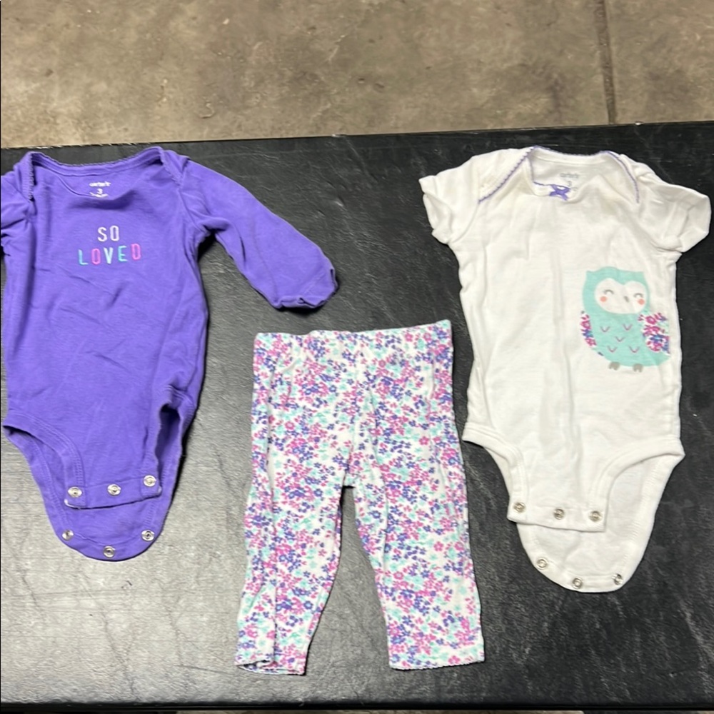 Carter's Purple and White Baby Onesies Set